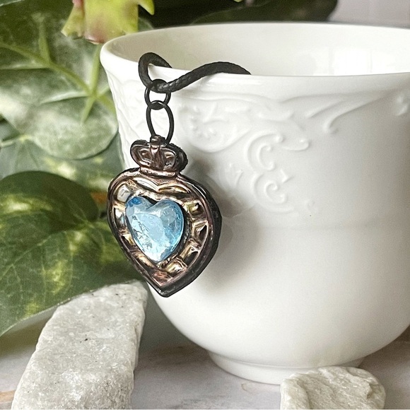 5 For $25💫Blue 3-D Jeweled Heart Pendant Necklace - Picture 7 of 7